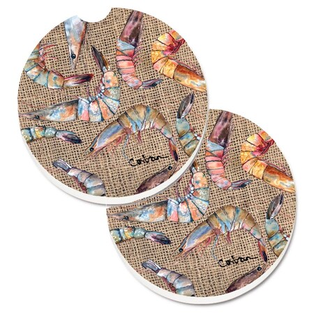 Carolines Treasures Shrimp Set of 2 Cup Holder Car Coaster 8738CARC